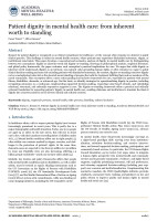 Patient dignity in mental health care: from inherent worth to standing
